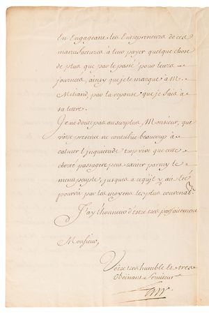 Lot #213 John Law Letter Signed, Expressing Confidence Amidst the Downfall of His Financial System: 