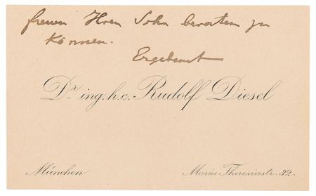 Lot #200 Rudolf Diesel Autograph Note on Calling Card - Image 3