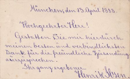 Lot #611 Henrik Ibsen Autograph Note Signed on Calling Card - Image 1