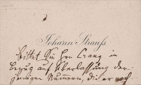 Lot #703 Johann Strauss II Autograph Note on Calling Card - Image 1