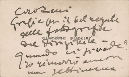 Lot #702 Giacomo Puccini Autograph Note Signed on Calling Card - Image 2