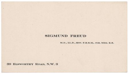 Lot #211 Sigmund Freud Scarce Calling Card - Featuring His First London Address - Image 1