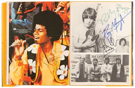 Lot #682 Rock and Roll Legends Multi-Signed (100+) Book, with John Lennon, Paul McCartney, Frank Sinatra, Michael Jackson, Eric Clapton, Robert Plant, Mick Jagger, Simon and Garfunkel, and Many More - Image 7