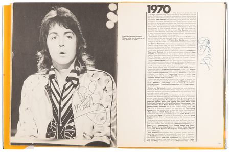 Lot #682 Rock and Roll Legends Multi-Signed (100+) Book, with John Lennon, Paul McCartney, Frank Sinatra, Michael Jackson, Eric Clapton, Robert Plant, Mick Jagger, Simon and Garfunkel, and Many More - Image 8