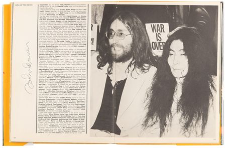 Lot #682 Rock and Roll Legends Multi-Signed (100+) Book, with John Lennon, Paul McCartney, Frank Sinatra, Michael Jackson, Eric Clapton, Robert Plant, Mick Jagger, Simon and Garfunkel, and Many More - Image 9