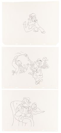 Lot #595 Myron Waldman (3) Signed Limited Edition Popeye Cels with Matching Drawings - Image 2