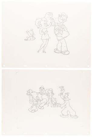 Lot #596 Myron Waldman (2) Signed Limited Edition Popeye and Betty Boop Cels with Matching Drawings - Image 2