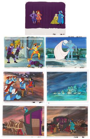 Lot #573 Cyrano de Bergerac (7) production cels and (4) matching drawings from Cyrano - Image 1