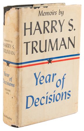 Lot #133 Harry S. Truman Signed Book - Memoirs: Year of Decisions, Presented to the President of the MPAA - Image 3