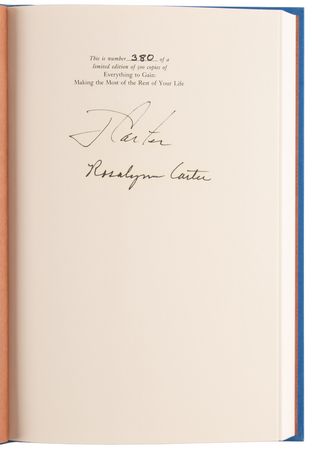 Lot #49 Jimmy and Rosalynn Carter Signed Book - Everything to Gain (Ltd. Ed. #380/500) - Image 4