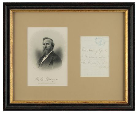 Lot #80 Rutherford B. Hayes Autograph Endorsement Signed as President - Image 1