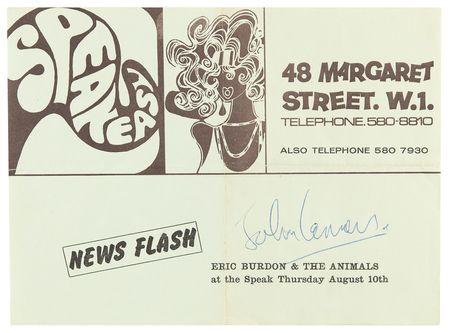 Lot #664 Beatles: John Lennon Signed 1967 'Speakeasy Club' Handbill - Image 1