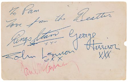 Lot #658 Beatles Signed Parlophone Promo Card - Obtained at the Leyton Baths on April 8, 1963 - Image 1