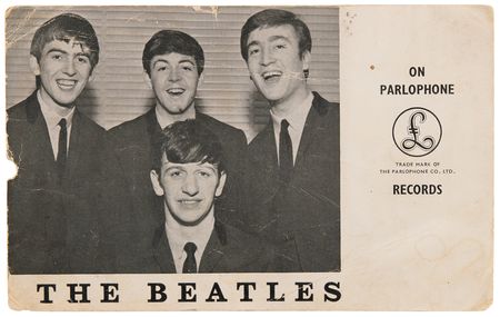 Lot #658 Beatles Signed Parlophone Promo Card - Obtained at the Leyton Baths on April 8, 1963 - Image 2