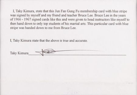 Lot #855 Bruce Lee Signed Membership Card for the First Jun Fan Gung Fu Institute (1966-1967) - Image 4