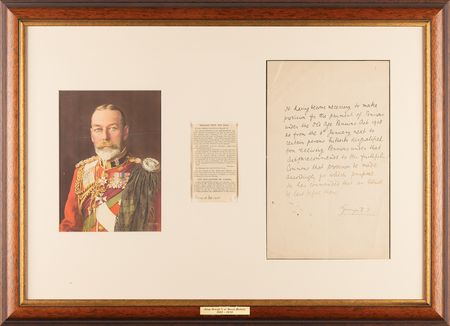 Lot #177 King George V Signed Statement to the House of Commons - Image 1