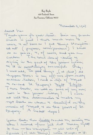 Lot #625 Kay Boyle Autograph Letter Signed - Image 1