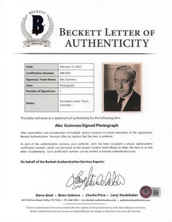 Lot #921 Alec Guinness Signed Photograph - Image 2