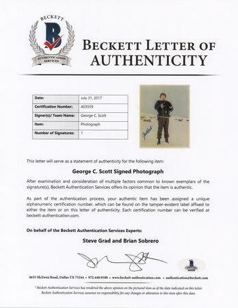 Lot #981 George C. Scott Signed Photograph - Image 2
