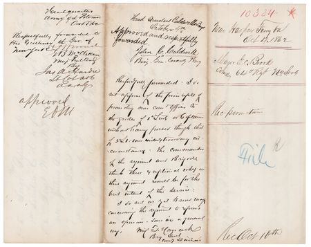 Lot #437 Winfield Scott Hancock Civil War-Dated Autograph Endorsement Signed on Officers' Promotions - Image 1