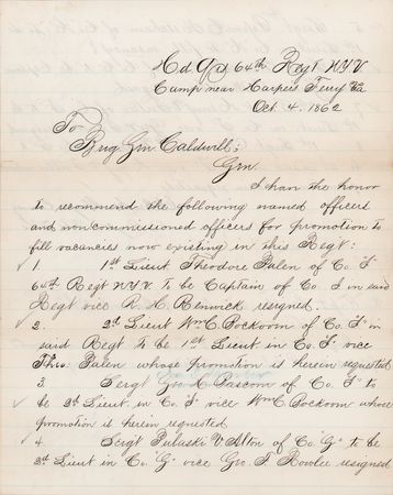 Lot #437 Winfield Scott Hancock Civil War-Dated Autograph Endorsement Signed on Officers' Promotions - Image 2