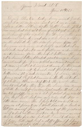 Lot #413 Civil War: Union Soldier's Letter on Action at James Island/Battle of Secessionville - Image 1