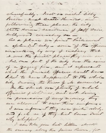 Lot #453 Aaron S. Oberly Autograph Letter Signed on a Union Tour of the Postwar South (June 7, 1865): 
