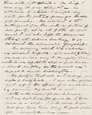 Lot #453 Aaron S. Oberly Autograph Letter Signed on a Union Tour of the Postwar South (June 7, 1865): 