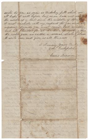Lot #414 Civil War: Union Soldier's Letter on the Siege of Vicksburg: 