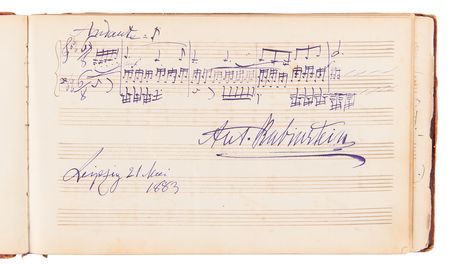 Lot #653 Composers Autograph Album with (100+) Signed Musical Quotations, Including Alexander Borodin, Edvard Grieg, Ruggero Leoncavallo, and Many More - Image 10