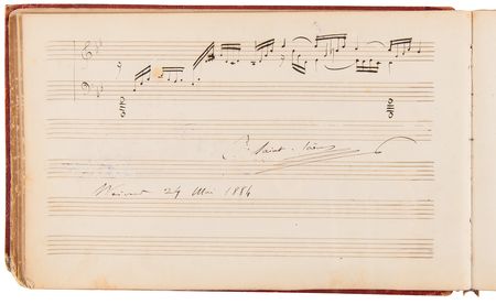 Lot #653 Composers Autograph Album with (100+) Signed Musical Quotations, Including Alexander Borodin, Edvard Grieg, Ruggero Leoncavallo, and Many More - Image 11