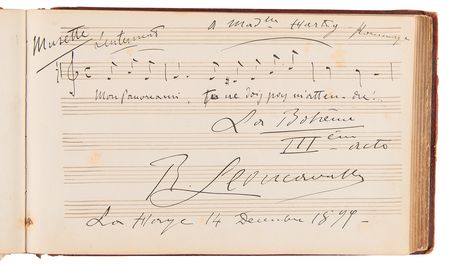 Lot #653 Composers Autograph Album with (100+) Signed Musical Quotations, Including Alexander Borodin, Edvard Grieg, Ruggero Leoncavallo, and Many More - Image 4