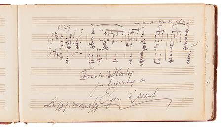 Lot #653 Composers Autograph Album with (100+) Signed Musical Quotations, Including Alexander Borodin, Edvard Grieg, Ruggero Leoncavallo, and Many More - Image 9