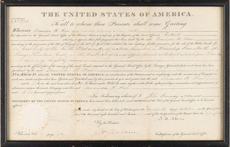 Lot #30 John Quincy Adams Document Signed as President - Image 1