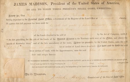 Lot #98 James Madison Document Signed as President - Image 2