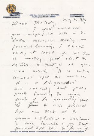 Lot #283 Eunice Kennedy Autograph Letter Signed on the 