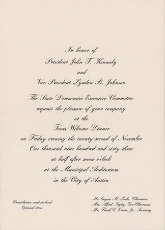 Lot #286 Kennedy Assassination: Texas Welcome Program and Invitation - Image 1