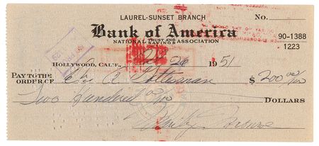 Lot #859 Marilyn Monroe Filled Out and Signed Check - Image 1