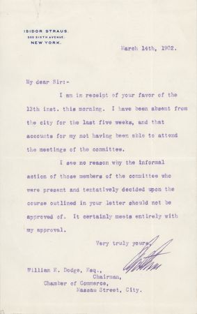 Lot #220 Titanic: Isidor Straus Typed Letter