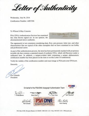 Lot #190 John Brown Signature - Image 2