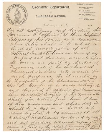 Lot #100 William McKinley Document Signed as President, Authorizing an Act of the Chickasaw Nation - Image 4