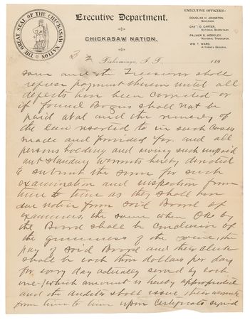 Lot #100 William McKinley Document Signed as President, Authorizing an Act of the Chickasaw Nation - Image 6