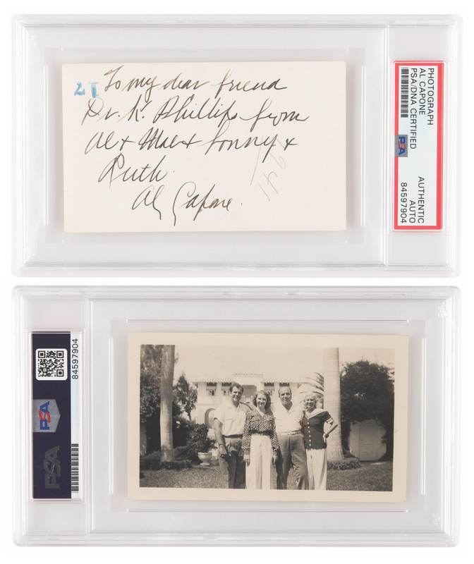 Lot 7099 Al Capone Signed Photograph of the Capone Family in Palm Island, Presented to Capone's Primary Physician (1941)