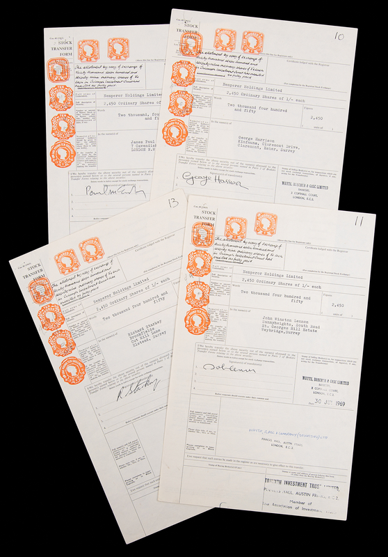 Lot 7085 Beatles (4) Documents for Buyout of Brian Epstein's NEMS, Signed by Lennon, McCartney, Harrison, and Starr while Recording Abbey Road in 1969