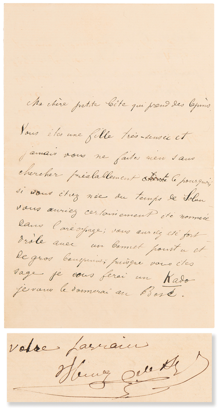 Lot 7064 Henri de Toulouse-Lautrec Autograph Letter Signed, One Month After Breaking His Leg at Barèges