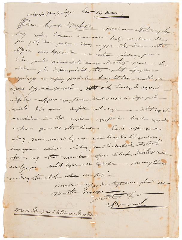 Lot 7036 Napoleon War-Dated Autograph Letter Signed to His Sister, Pauline Bonaparte - “The only nation you should never receive in your home is the English as long as we are at war”
