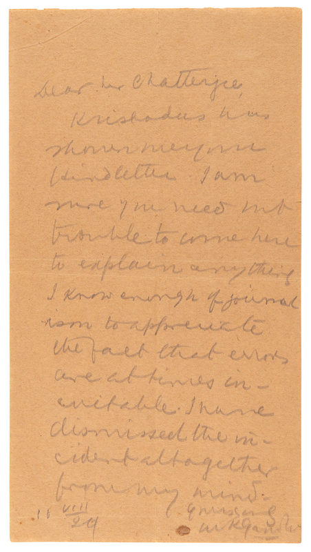 Lot 7046 Mohandas Gandhi Autograph Letter Signed: 