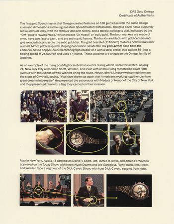 Lot #7103 Omega Speedmaster Professional 18K Gold Apollo 11 Commemorative Watch - From the Personal Collection of Dave Scott - Image 14