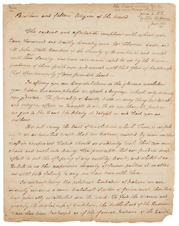 Lot #7031 Thomas Paine Handwritten Manuscript on Revolutions and the Rights of Man: 
