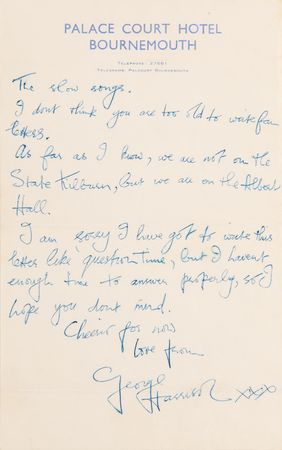 Lot #7088 Beatles: George Harrison Autograph Letter Signed - 